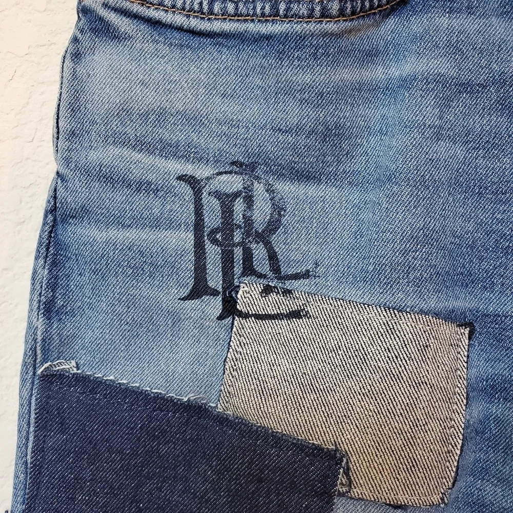 Lauren Ralph Lauren Black Label Patchwork Relaxed Tapered Ankle Jeans. Size 10